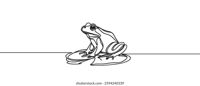 Frog continuous line drawing. one line art, minimalist style animal vector. vector illustration