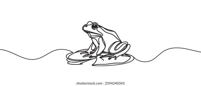Frog continuous line drawing. one line art, minimalist style animal vector. vector illustration