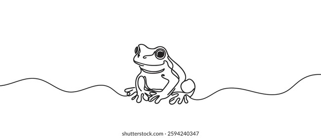 Frog continuous line drawing. one line art, minimalist style animal vector. vector illustration