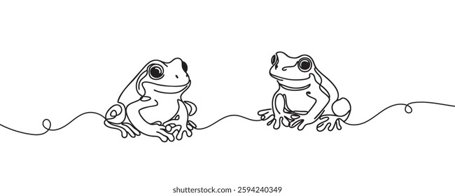 Frog continuous line drawing. one line art, minimalist style animal vector. vector illustration