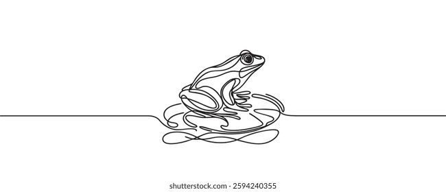 Frog continuous line drawing. one line art, minimalist style animal vector. vector illustration