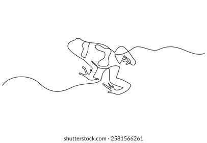 Frog continuous line drawing. Wildlife concept one line art, Minimalist style animal vector. Frog symbol illustration of world animal day continuous one line art vector.