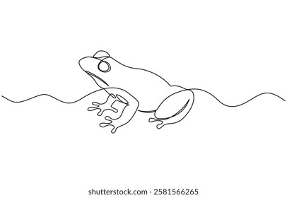 Frog continuous line drawing. Wildlife concept one line art, Minimalist style animal vector. Frog symbol illustration of world animal day continuous one line art vector.