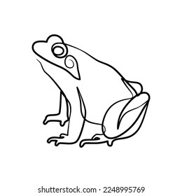 Frog continuous one line art drawing, Single line drawing of frog animal concept