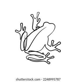 Frog continuous one line art drawing, Single line drawing of frog animal concept