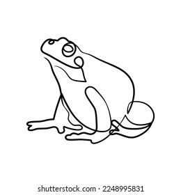 Frog continuous one line art drawing, Single line drawing of frog animal concept