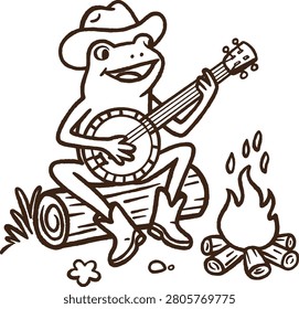 Frog Cowboy Playing Banjo