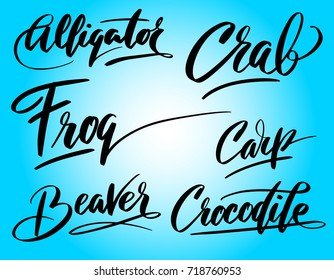 Frog and crab hand written typography. Ready to use it. Good use for logotype symbol cover label product brand poster title or any graphic design you want 
