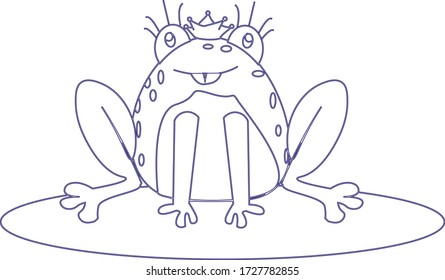 a frog with a crown on its head. cartoon animal.coloring book.isolated on a white background.vector.

