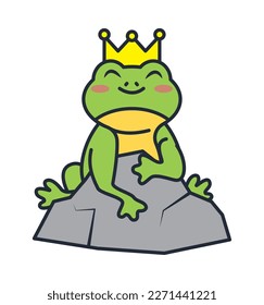 frog with crown in rock character
