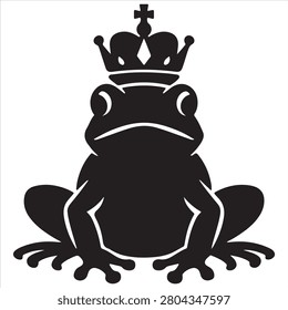 Frog crowned with regal crown and cross