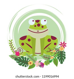 frog cute cartoon round icon