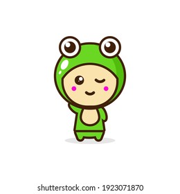 Frog cute simple mascot character illustration