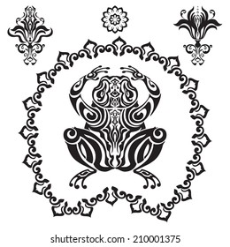 Frog in decorative style. Vector illustration.  