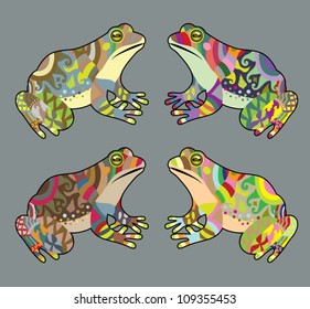 Frog decorative.  Very easy to change color, use 'Live Paint Bucket' tool in Adobe Illustrator