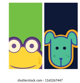 A frog and Dog label/ vector graphics Can be used for web, banner, poster, label and printable
