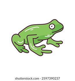 Frog doodle color line icon with white background vector stock illustration