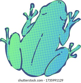 Frog with a dot pattern with hand-drawn lines