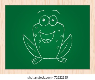 frog draw on blackboard