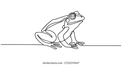 rã é desenhado como um desenho contínuo de uma linha, desenho contínuo de rã. Uma fila de sapos caubóis. Anfíbio conceito animal linha contínua arte. Contorno editável, Sapo contínuo