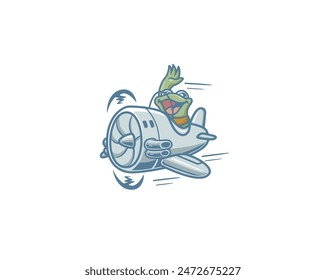 frog driving an aircraft logo
