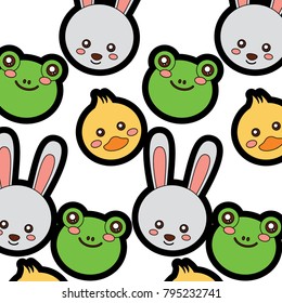 frog duck rabbit bunny cute animals pattern image 