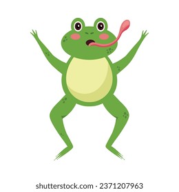 frog eating fly illustration isolated