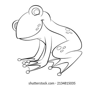 Frog. Element for coloring page. Cartoon style.