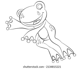 Frosch. Element zum Färben der Seite. Cartoon-Stil.