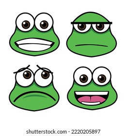 frog emot es un emoticono de 4 ranas, se puede usar para icono, emoji, etc