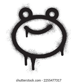 Frog emoticon graffiti with black spray paint. Vector illustration