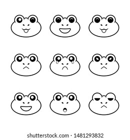 Frog Emoticon set pack black white