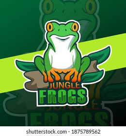 frog esport mascot logo design ilustration vector