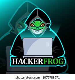 frog esport mascot logo design ilustration vector