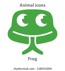 Frog face in cartoon flat style. Animal Faces Vector illustration Series. Cartoon Character Isolated on White. For web banner,  fabric print.