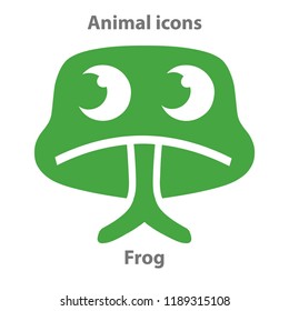 Frog face in cartoon flat style. Animal Faces Vector illustration Series. Cartoon Character Isolated on White. For web banner,  fabric print.