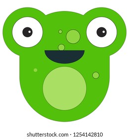 Frog face in cartoon flat style. Vector illustration on white background.