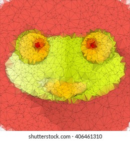 frog face in geometric styling abstract geometric background  stained-glass window vector eps 10