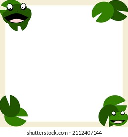 frog face and green background vector illustration cute animals cartoon