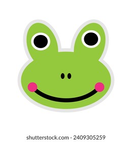 Frog face icon. Flat color design. Vector Illustration. cute animal design elements. Suitable for use as a complement to children's designs.