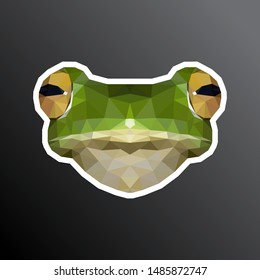 Frog face sticker. Low poly design.  Adapted for printing. Low poly design. Vector, EPS 10