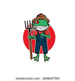 frog farmer cute vector illustration design