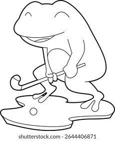 Frog Field hockey Hockey stick Animal Vector Graphic Art Illustration