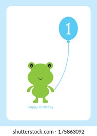 frog first birthday card
