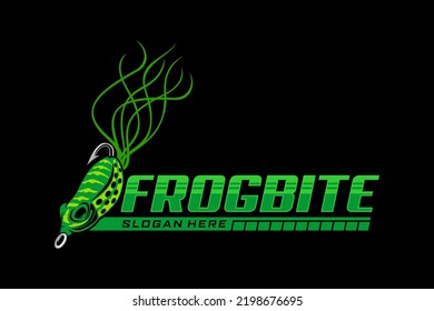 Frog fishing lures logo fish hooks , design template vector illustration. great to use as your fishing company logo