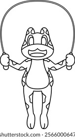 Frog Fitness Rope Sports Animal Vector Graphic Art Illustration