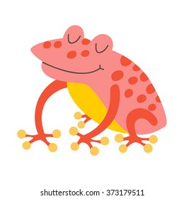 Frog. Flat cartoon vector illustration, isolate on white  background