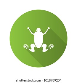 Frog flat design long shadow glyph icon. Toad. Vector silhouette illustration