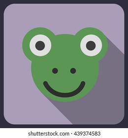 frog flat icon with long shadow