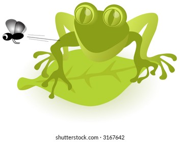 Frog and fly vector.